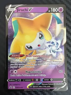 Pokemon TCG SWSH Jirachi V Normal Sized Card Black Star Promo SWSH299 Holo NM - Image 1