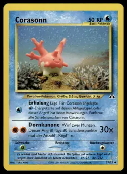 Pokemon Corsola Corasonn #37/75 German Neo Discovery Uncommon 2001 LP - Image 1