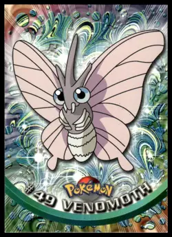 Topps Pokemon Venomoth #49 1999 TV Animation Edition Non Holo Black Logo LP - Image 1