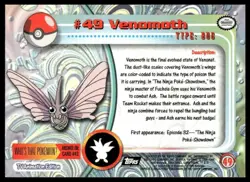 Topps Pokemon Venomoth #49 1999 TV Animation Edition Non Holo Black Logo LP - Image 2