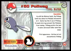 Topps Pokemon Poliwag #60 1999 TV Animation Edition Non Holo Black Logo NM - Image 2