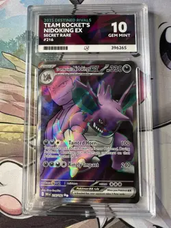 ACE 10 Pokemon Destined Rivals Team Rocket's Nidoking EX 216/182 Matching Label - Image 1