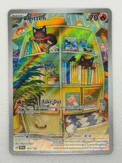 Litten 167/162 Illustration Rare Temporal Forces Pokemon Near Mint - Image 1