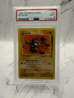 1999 POKEMON FOSSIL #47 GEODUDE PSA 9 - Image 1