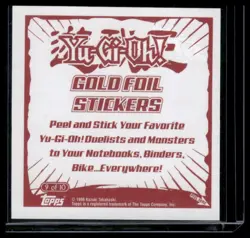 Topps YuGiOh Sticker Collection Joey Wheeler Gold Foil #9 1996 NM - Image 2