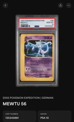 PSA 10 Mewtwo Mewtu German Deutsch 2002 Expedition 56/165 POP 2 Pokemon Vintage - Image 4