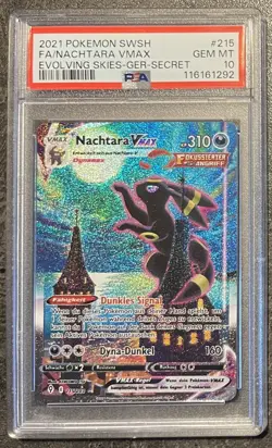 PSA 10| 2021 POKEMON SWSH EVOLVING SKIES#215 FA NACHTARA VMAX GER SECRET DEUTSCH - Image 1