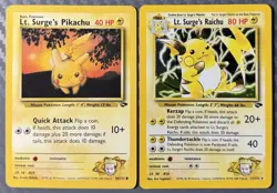Pokemon TCG Gym Challenge Lt. Surge's Raichu 11/132 Holo Lt. Surge Pikachu 84 - Image 1