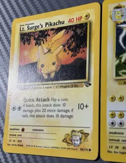 Pokemon TCG Gym Challenge Lt. Surge's Raichu 11/132 Holo Lt. Surge Pikachu 84 - Image 2