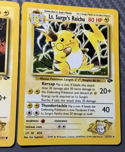 Pokemon TCG Gym Challenge Lt. Surge's Raichu 11/132 Holo Lt. Surge Pikachu 84 - Image 4