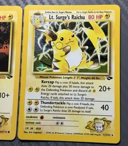 Pokemon TCG Gym Challenge Lt. Surge's Raichu 11/132 Holo Lt. Surge Pikachu 84 - Image 5