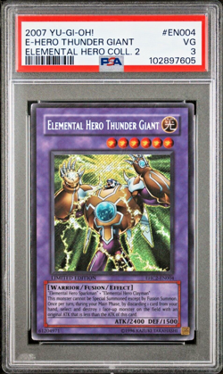 YUGIOH Elemental Hero Collection 2 Thunder Giant EHC2-EN004 PSA 3 Secret Rare - Image 1