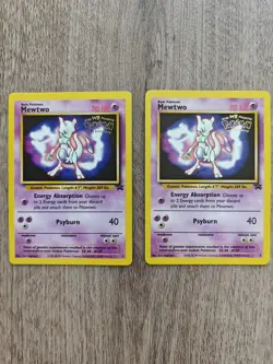 Pokemon Card - Mewtwo (x2) WB Movie Wotc Black Star Promos - Image 1
