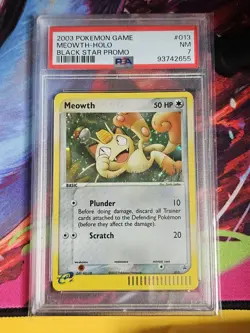 Pokemon TCG PSA 7 Meowth #013 Holo Black Star Vintage Promo - Image 1