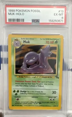 1999 Pokemon Fossil #13 Muk-Holo PSA 6 - Image 1