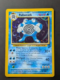 Pokemon Base Set 2 Poliwrath Holo Light Wear - Image 1