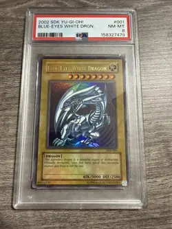 2002 Yu-Gi-Oh! SDK-001 Blue-Eyes White Dragon PSA 8 NM-MT Starter Deck Kaiba - Image 1