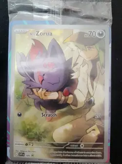 N's Zorua SVP 189 Illustration Rare Black Star Promo Pokemon Card in Toploader - Image 1