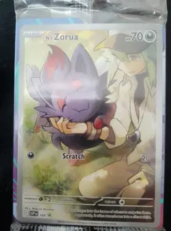 N's Zorua SVP 189 Illustration Rare Black Star Promo Pokemon Card in Toploader - Image 2