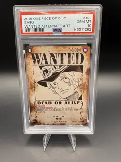 One Piece CCG Sabo Wanted OP13-120 Japanese Alternate Art PSA 10 2025 - Image 1