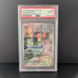 2023 Pokemon Charmander 044 Obsidian Flames ETB Promo PSA 8 Graded SV Black Star - Image 1