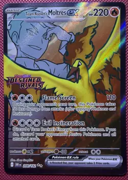 Team Rocket’s Moltres ex 208/182 SIR Destined Rivals UPC Pokemon Card NM - Image 1