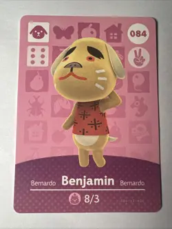084 Benjamin Amiibo Card 084 Series 1 Animal Crossing Nintendo Switch NA Region - Image 1