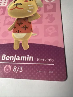 084 Benjamin Amiibo Card 084 Series 1 Animal Crossing Nintendo Switch NA Region - Image 2