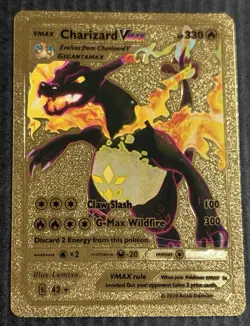 Charizard VMAX Pokemon Card Gold Foil #43 HP 330 Fan Art - Collectible Smooth - Image 1