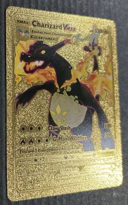 Charizard VMAX Pokemon Card Gold Foil #43 HP 330 Fan Art - Collectible Smooth - Image 2