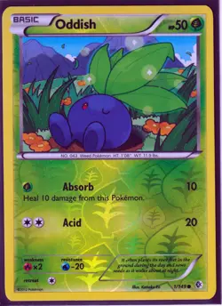 2012 POKEMON ODDISH 1/149 BLACK & WHITE BOUNDARIES CROSSED REVERSE HOLO (O2) - Image 1