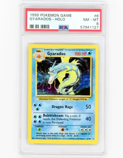 1999 Pokemon Unlimited BASE SET 6/102 - GYARADOS HOLO - PSA 8 NM - MT, Fresh! - Image 1