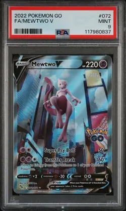 2022 POKEMON GO #072 FULL ART/MEWTWO V PSA 9 - Image 1