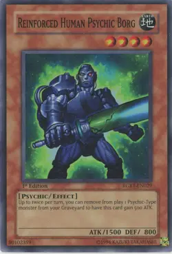 Yugioh Reinforced Human Psychic Borg RGBT-EN029 Super Rare 1st Edition LP - Image 1