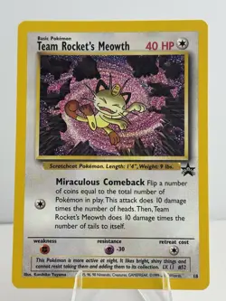 Team Rocket's Meowth 18/53 Wotc Black Star Promo Pokemon NM - Image 1