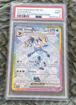 2025 POKEMON PRE EN-PRISMATIC EVOLUTIONS #150 GLACEON EX PSA 9 - Image 1