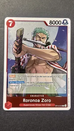 Roronoa Zoro OP14-015 The Azure Sea's Seven One Piece TCG English Rare Foil - Image 1