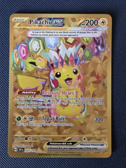 Pokemon TCG Pikachu Ex Surging Sparks Hyper Rare Gold 247/191 NM - Image 1