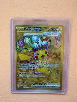Pokemon TCG Sv08: Surging Sparks Pikachu EX 247/191 Gold Hyper Rare Holo Card NM - Image 1