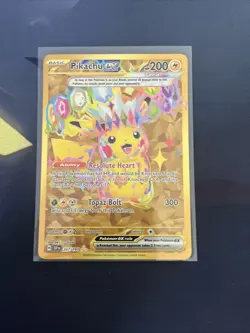 Pokemon TCG Sv08: Surging Sparks Pikachu EX 247/191 Gold Hyper Rare Holo Card NM - Image 1