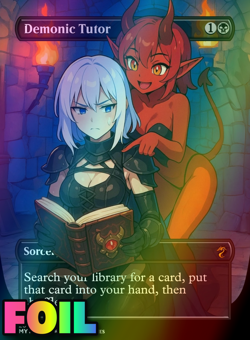 Demonic Tutor Anime Style FOIL High Quality Altered Art Custom Playtest Card - Image 1
