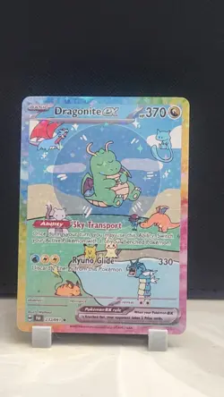 Pokemon Sparkle Holo Rainbow Boarder Cute Anime Bubble Shiny Dragonite EX Card - Image 1