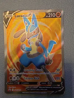 Pokemon TCG Lucario v SWSH213 Black Star Promo Card - Image 1