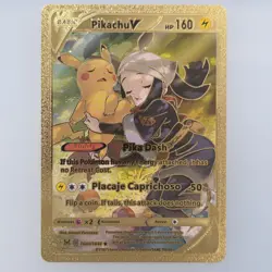 Pokemon Pikachu V 160hp Gold Foil Fan Art Collector Card TCG - Image 1