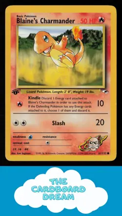 1st Edition Blaine's Charmander Gym Heroes #061/132 Pokemon Card MP WotC - Image 1