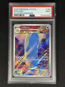 2025 POKEMON JTG EN-JOURNEY TOGETHER ILLUSTRATION RARE #162 WAILORD PSA 9 - Image 1