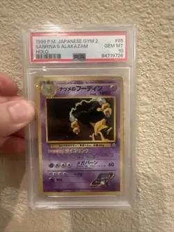 1999 POKEMON JAPANESE GYM 2 #65 SABRINA'S ALAKAZAM-HOLO PSA 10 - Image 1