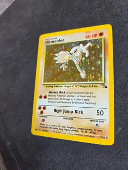 1999 Pokemon Fossil Hitmonlee Holo Rare 7/62 LP WOTC Vintage - Image 2
