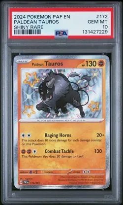 2024 POKEMON PAF EN-PALDEAN FATES SHINY RARE #172 PALDEAN TAUROS PSA 10 - Image 1