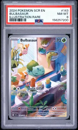 Pokemon Bulbasaur Illustration Rare Holo PSA 8 Sv07 Stellar Crown 143/142 - Image 1